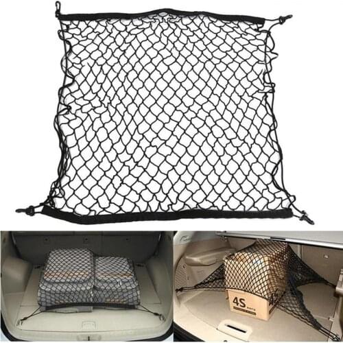Car Rear Trunk Mesh Net Auto Storage Bag Cargo Stowing Tidying Luggage Organizer Black 70*70cm for Universal Automobile SUV