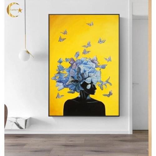 Nordic Abstract Flower Fairy Girls Posters and Prints Canvas Painting Wall Art Pictures for Living Room Girls Room Home Decor