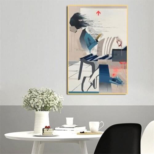 Modern Minimalist Abstract Decorative Prints Canvas Painting Aisle Corridor Painting Piano Player Poster Picture for Room Decor