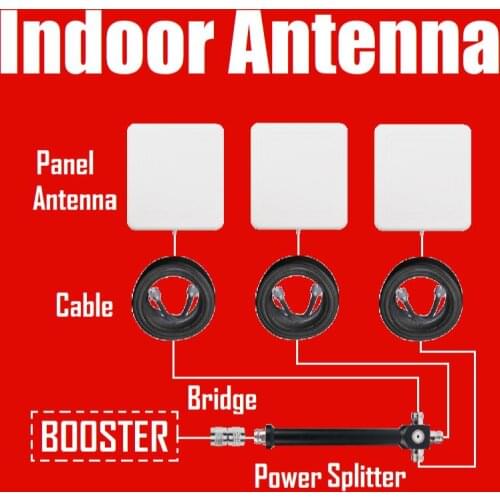 Signal booster amplifier repeater 2 Indoor panel extra antennas expansion kit with 1 to 3 power splitter cable indoor antenna