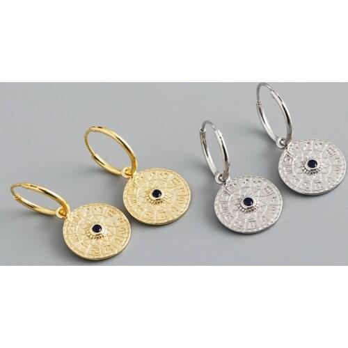 925 Sterling Silver Earring Fashion Constellation Compass Cube Heart-shaped Short Drop Earring French style Woman Girl Ear Jewel