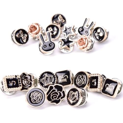 Women Suit Sweater Lapel Pin Brooches Mini Cute Pins Button Flower Pearl Rhinestones Brooch Set Collar Badge Jewelry