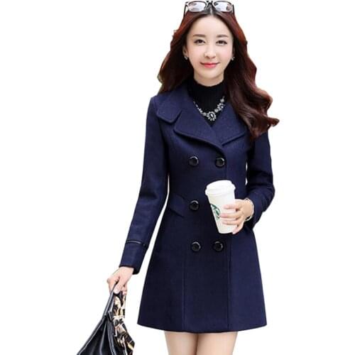 Women Woolen Coats Fad New Female Autumn Winter Jackets Elegant Wool Blends Trench Coat Ladies Windbreaker Outwear Plus Size