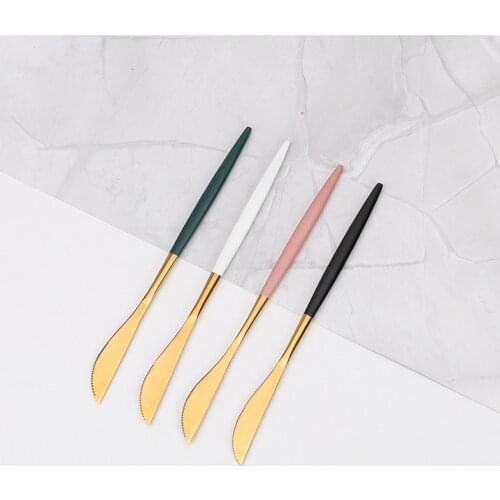 1Pc Stainless Steel Dinner Knife Cutlery Set Kitchen Complete Tableware Western Gold Dinner Knife Dinnerware Set Dropshipping