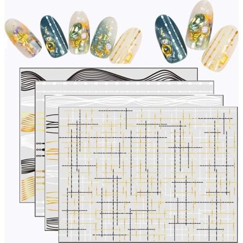 1pcs Gold Stripe Lines Curve 3D Nail Sticker Metal Strip Tape Bronzing Adhesive Manicure Tips Nail Decoration Decals new 2019