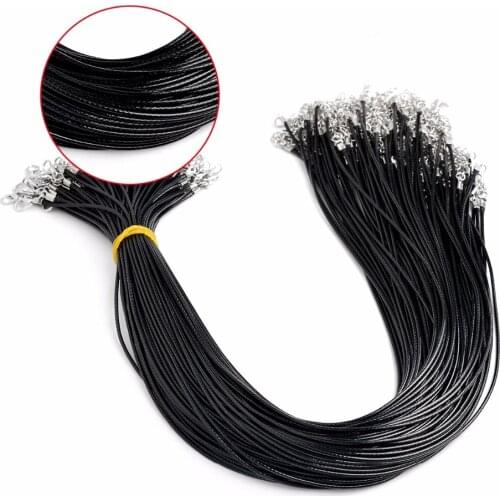 10pcs Black PU Leather Cord Wax Rope Chain Necklace 45cm+5cm Chain DIY Jewelry Pendant Accessories Wholesale