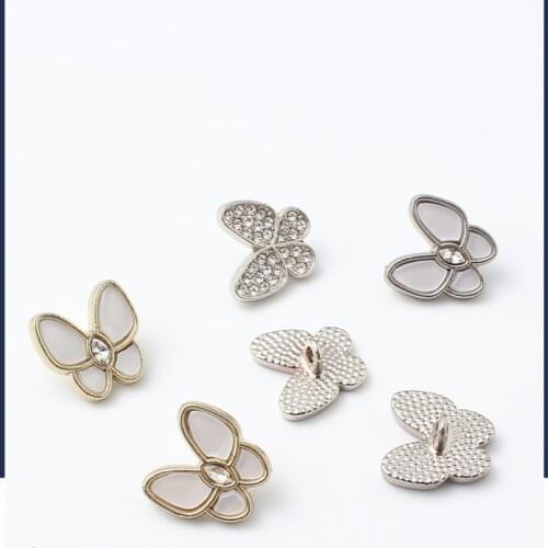 10Pcs/Set 15MM Metal Elegant Butterfly Button Resin Garment Accessories For Women Clothes