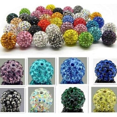 New 10piece/lot 10mm Disco Round Ball Crystal Rhinestone Pave Clay Loose Spacer Charm Beads for DIY Jewelry Making