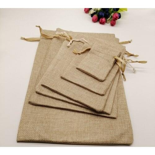1000pcs Fabric Jute Bag Gift Packaging Bag Gift Bag Drawstring Cotton Bag for Christmas Party Wedding Jewelry Pouch Diy Handmade