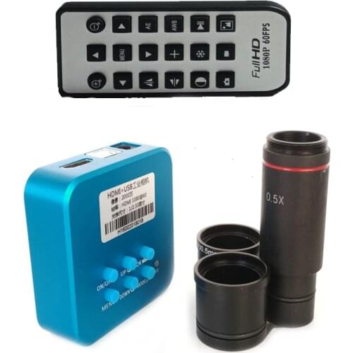 5 sets 20MP 1080P HDMI USB Soldering industrial video digital microscope camera +0.5X Lens 23.2mm 30.5mm adapter ring