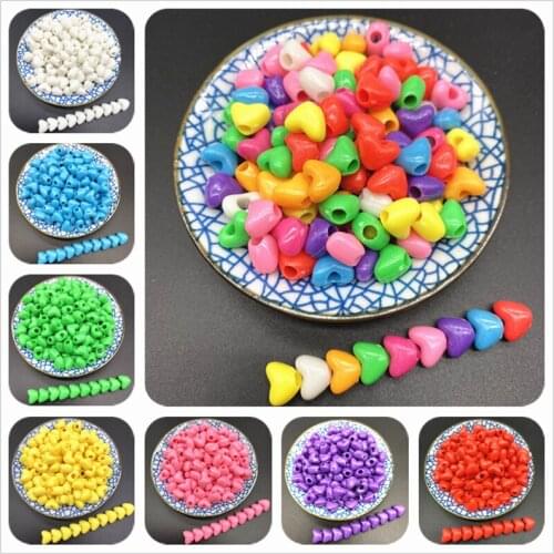 50pcs 10mm Colorful Acrylic Beads Heart Shape Acrylic Spacer Beads For Jewelry Making DIY Charms Bracelets Necklac Accessories