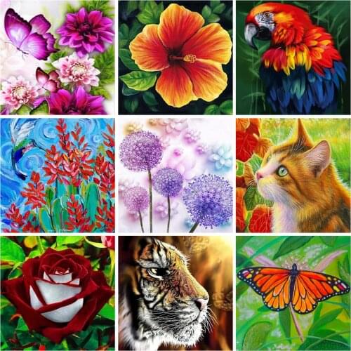 Diamond Painting Purple Dandelion Scenery Home Decor Full round Drill Square Picture Of Rhinestone Icon Wall Sticker Crafts