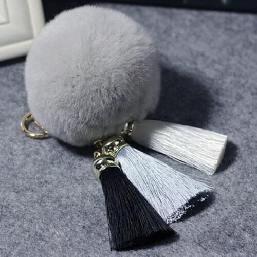 New Fluffy Pom Pom Rabbit Fur Ball Tassel Keychain For women Mutil Color Tassel Fur Ball Key Chain Bag Car Keyring Jewelry Gift
