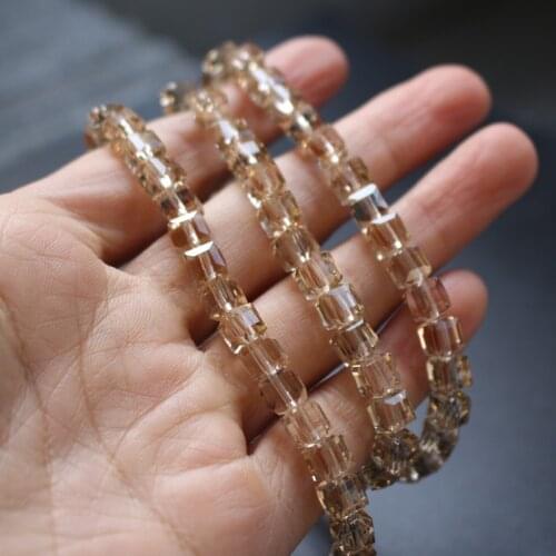 98Pcs/Lot 4mm 6mm Glass crystal beads Loose Cube Square shape Champagne color for jewelry making