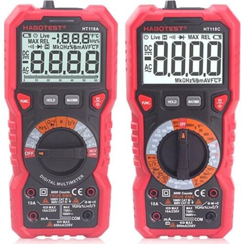 HT118 6000 Counts 1000V AC DC Digital Multimeter NCV Multimetro Voltage Meter