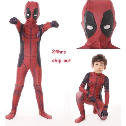 Kids Deadpool cosplay Costume boy costumes Wade Wilson Costume Red Deadpool Cosplay Jumpsuit For Halloween Party Stage unitard