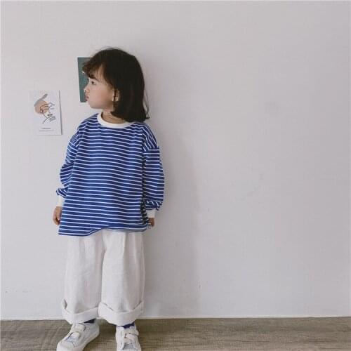 Childrens Striped Sweater 2020 Autumn Boys and Girls Loose Top Korean Baby Pullover Long-Sleeved T-shirt