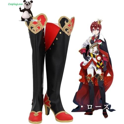 Twisted Wonderland Heartslabyul Riddle Rosehearts Black Shoes Cosplay Long Boots Custom Made For Halloween Christmas