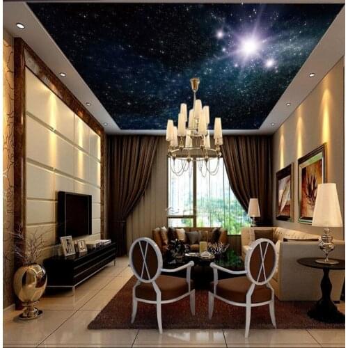 Custom Photo Wall Paper Living Room Mural Beautiful starry sky HD ceiling painting