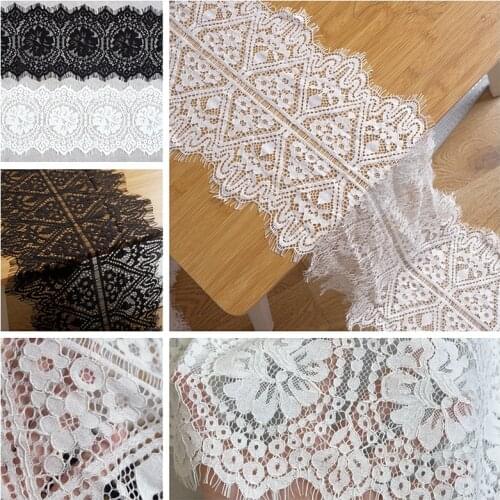 GLace 9m/lot 2styles DIY craft material Black and white bilateral thickening nylon cotton strand eyelash lace fabric TX332