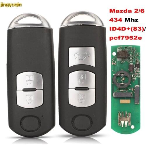 Jingyuqin Remote Car Key Control 433Mhz ID46/PCF7952/ID4D+(83) Chip For Mazda 2 6 2/3 Buttons Smart Case Fob