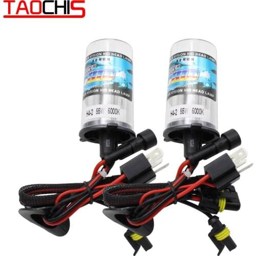 Taochis 2pcs 55W Xenon Halogen H4 H4-2 4300K 5000K 6000K 8000K H4L H4-3 Hid Xenon Bulb Car Lights Replacement Bulbs