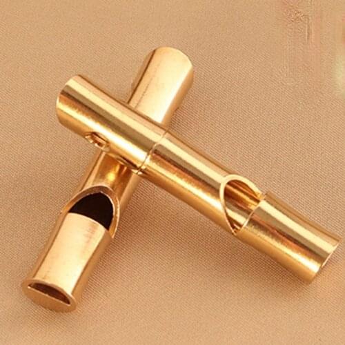 Brass Bamboo Whistle Pure Copper Metal Whistle Outdoor Survival EDC Whistle Stall Artifact Pendant Decoration Survivalist Gear