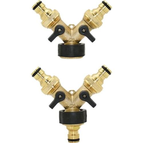 Brass 3/4 Thread 2-way Garden tap water splitter Y Irrigation valve Female 3/4 garden hose splitter watering 1pcs