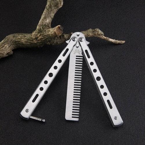​440C Stainless Steel Multifunction Foldable Butterfly Knife Training Comb Shake Comb Butterfly Training Knife Comb Gaming Tool