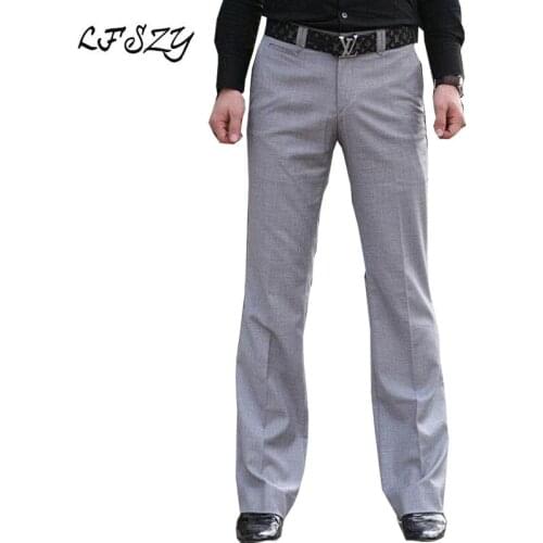 Mens Micro Bell Bottom pants Spring and Autumn Thin Casual pants Korean youth trousers Slim Korean version of the Big pants