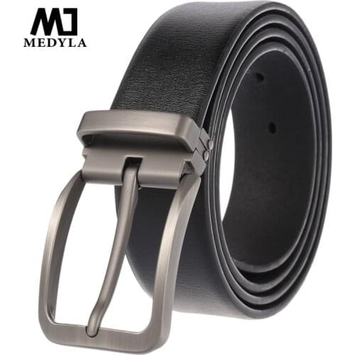 MEDYLA Genuine Leather Men Belt Alloy Pin Buckle Luxury Cow Leather Strap Belt for Men LY4021