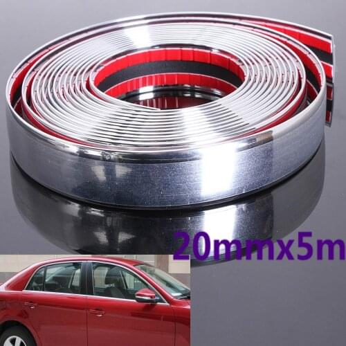 New 20mm 5M Car Styling Decorative Strip Adhesive Protective Decal Chrome Plated Styling Car