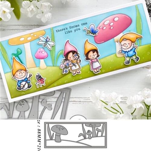 New Dies For Rectangular mushroom frame Metal Cutting Dies Embossing Scrapbooking Stencil Craft Cut Dies For DIY Card Handmade