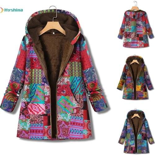 Autumn and Winter New National Style Cotton Padded Jacket Fashion Hooded Cotton Padded Jacket Plush Loose Jacket Women