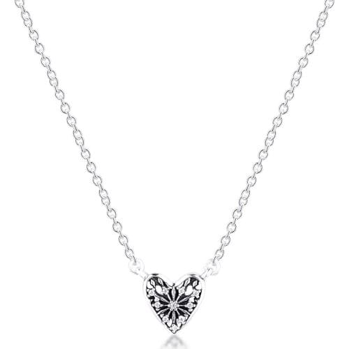100% Authentic 925 Sterling Silver Heart of Winter Necklace for Women Party Gift Fine Jewelry Supply Wholesale