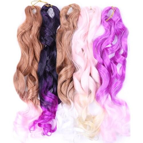 Full Star 22" Crochet Braids Twist Loose Wave Ombre Braiding Hair Wavy Synthetic Hair French Curl Free Tress Hair Spiral Curls