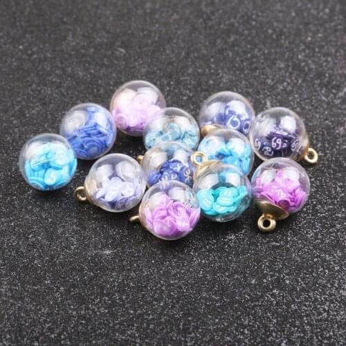 Popular Fashion Sphere Dry Flower Earrings Pendant Transparent Glass Ball Pendant DIY Necklace Pendant Jewelry Accessories