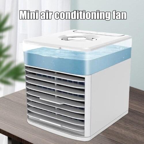 Portable Air Cooler 4-In-1 Small Air Cooling Fan Humidifier 7 LED Lights 3 Speed USB Desktop Cooling Fan for Home Office TS1