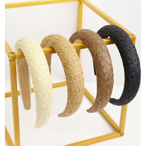 Headbands Straw Padded Headbands Bohemian Summer Rattan Wide Headbands Woven Headwear Styling Tools Accessories for Women Girls