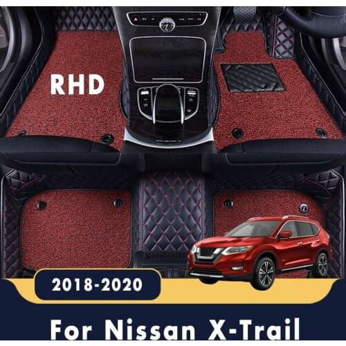 RHD For Nissan X-Trail xtrail 2020 2019 2018 Luxury Car Floor Mats Styling Leather Double Layer Wire Loop Carpets Auto Interiors
