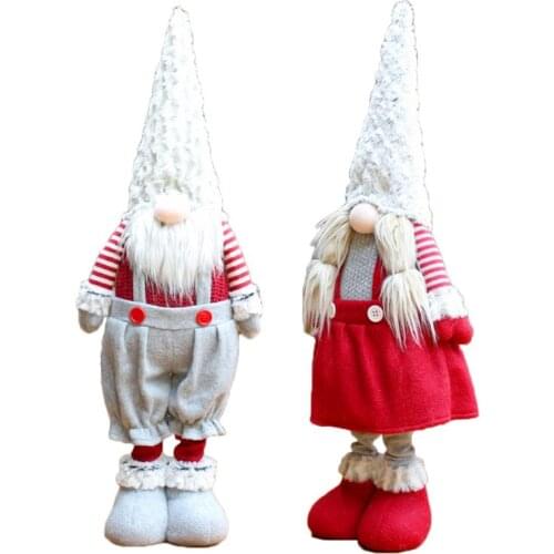 Handmade Christmas Elf Decoration Retractable Standing Swedish Gnome Tomte Doll