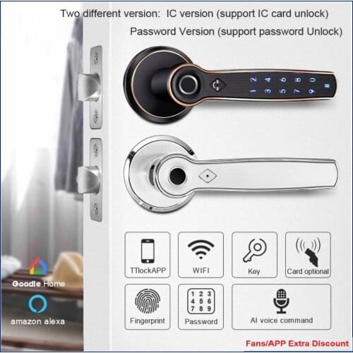 Smart Lock Wifi AI Voice Command Smart Door Lock Remote Control BL Fingerprint Support Alexa Google Assistant Easy Replacement