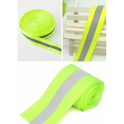 25mm*6m fluorescent green reflective fabric webbing strip edging woven trimming sewing tape clothing accessories