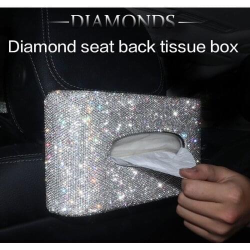 Car tissue box back hanging on the car, lovely diamonds shine, automotive supplies, desktop backpack carton