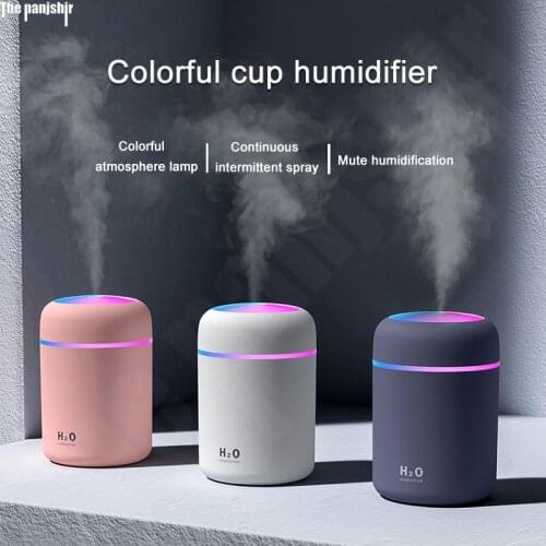 Air Humidifier 300ML USB Ultrasonic Aroma Essential Oil Diffuser Romantic Soft Light Humidifier Mini Cool Mist Maker Purifier