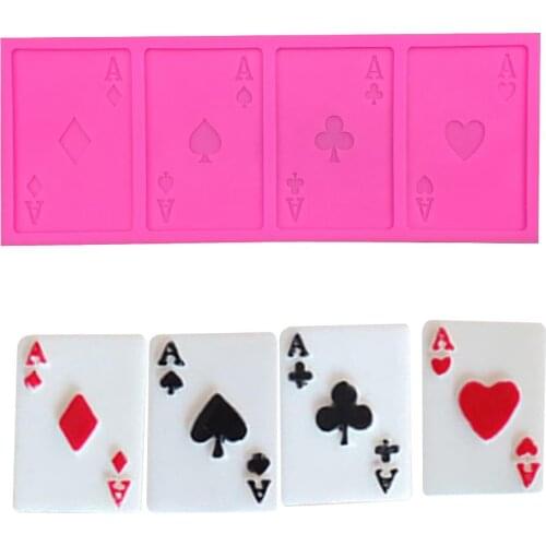 High quality Poker four paintings chocolate Party cake decorating tools DIY baking cooking fondant silicone mold T0196