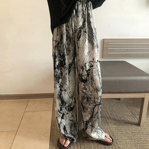 2021 Summer Women Tie Dye Wide Leg Pant Harajuku Fashion Pants High Waist Casual Loose Straight Trousers Female Streetwear