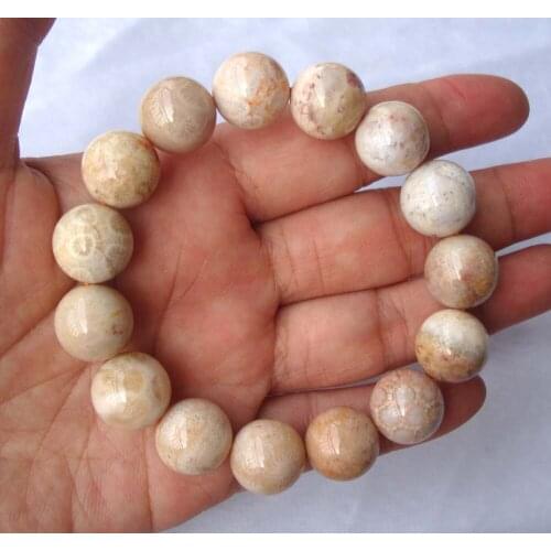 Free Shipping Natural Coral Stone Round 14mm~14.5mm Beads Bracelet Women Jewelry Accessories Weddings Parties Birthday Gift