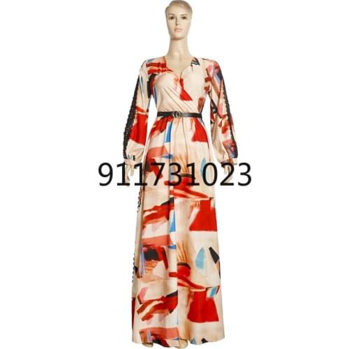 Dinner Maxi Dresses For Women New African Spring 2021 Summer Elegant Gown Flowers Printed Dashiki Long Dress Ladies Clothing