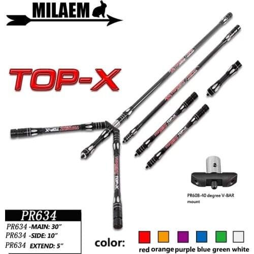 1Set PR634 Archery Carbon Stabilizer Recurve Bow Stabilizer 30/10/5inch Balance Bar Rod 40 Degrees V-bar Shooting Accessories